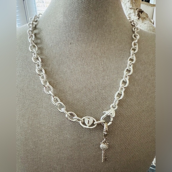 Judith Ripka Lock n Key Silver Chain Necklace - Picture 2 of 8
